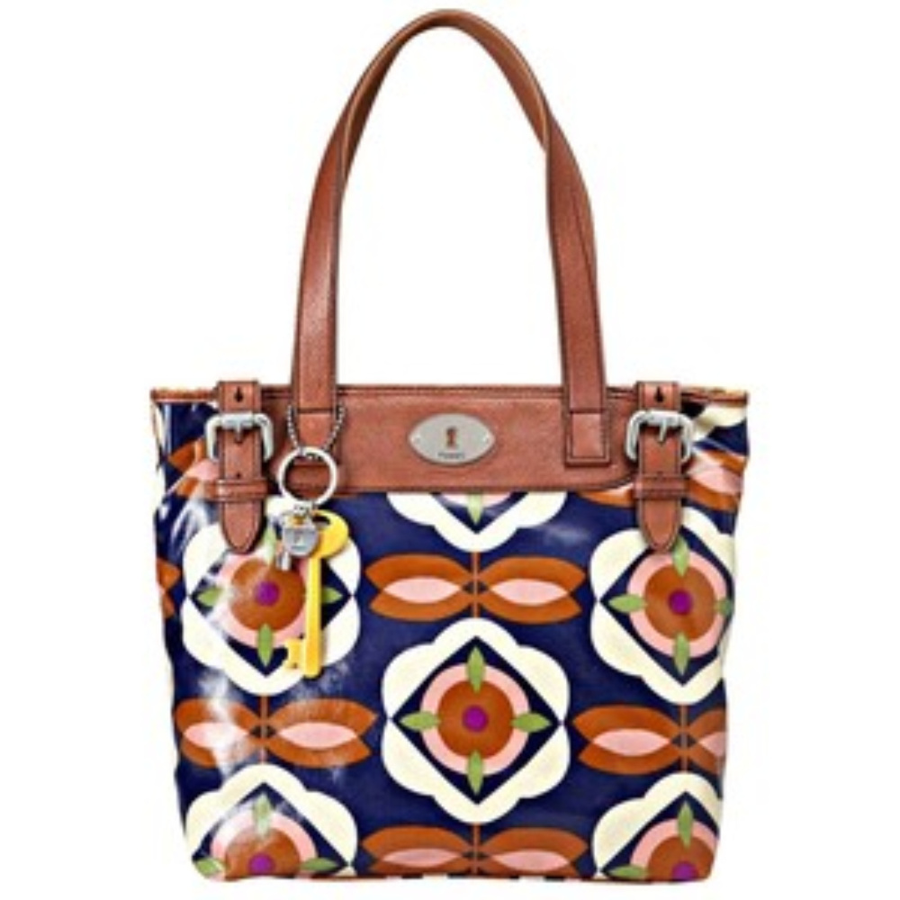 Vintage Fossil Canvas & Floral Handbag